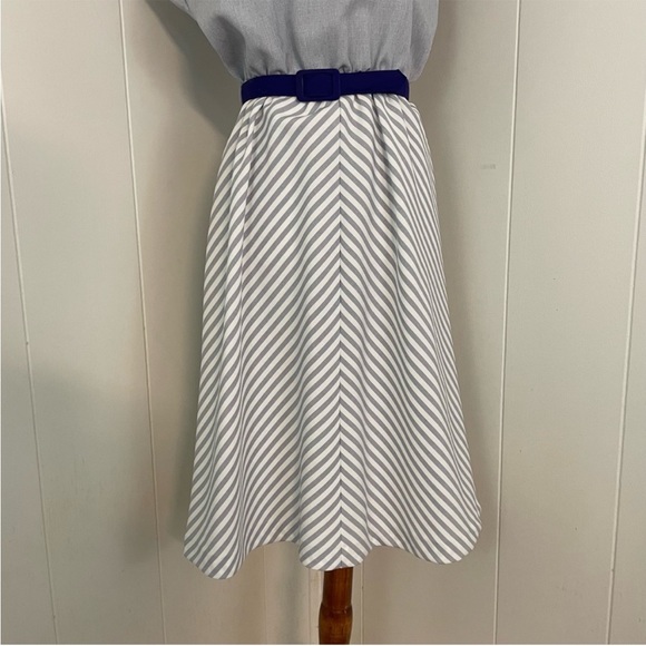 Vintage 70s Dress Women’s M Stripe Cap Dolman Sleeve A-Lime Blouson‎ Midi - Picture 3 of 10